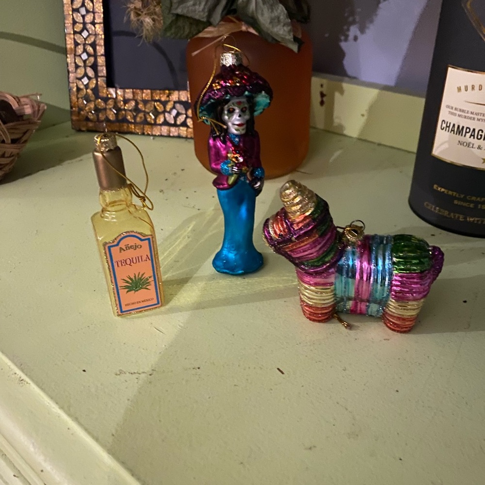 3 vintage Day of the Dead ornaments